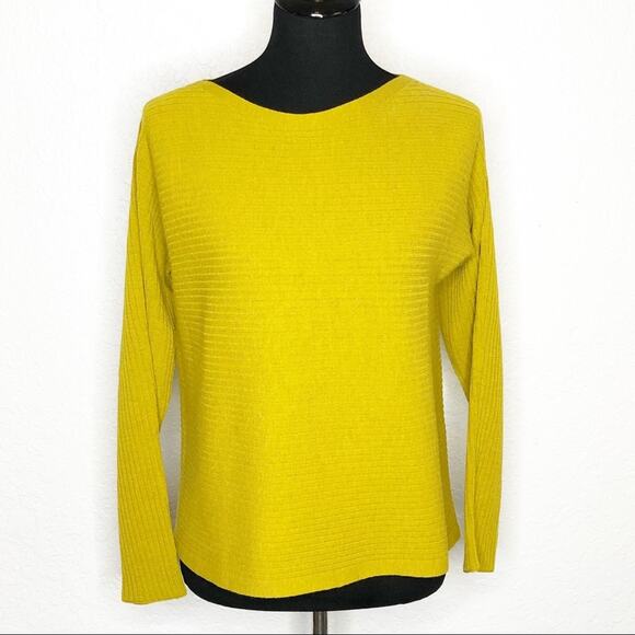 Eileen Fisher gold mustard yellow ribbed wool sweater - Picture 1 of 15